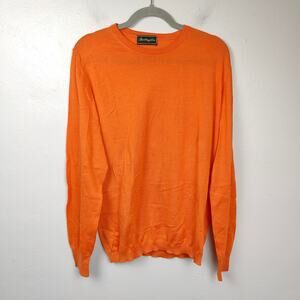Battaglia‎ Beverly Hills Sweater Mens 54 XL Orange Pullover Silky Crewneck